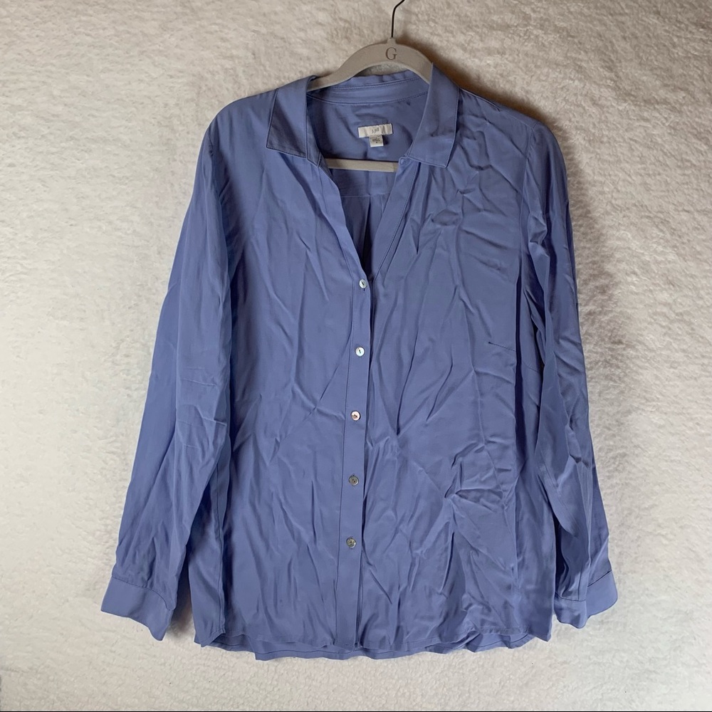 J. Jill Medium Blouse Button Down‎ Collared Long Sleeve Blue Career Work 4909